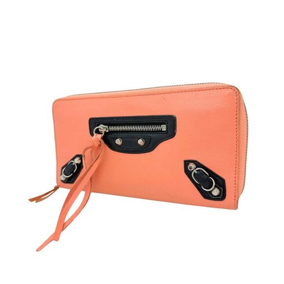 Pre Loved Balenciaga Classic Continental Zip Wallet Coral Women Orange - Picture 2 of 8